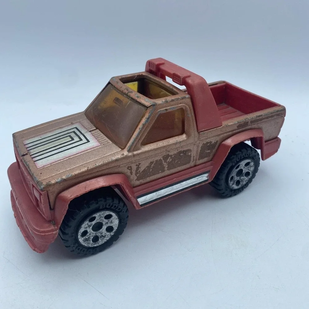 Vtg Buddy L Red Toy Pickup Trucks Lot of 2‎ Plastic 1980s Off-Road StyleFor Part